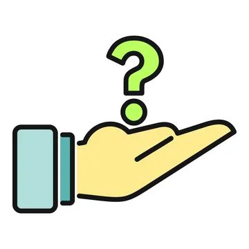 Hand holding asking question mark finding answers Stock Illustration