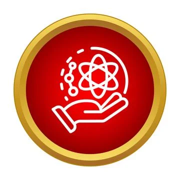 Hand holding atom and molecule scientific research icon Stock Illustration