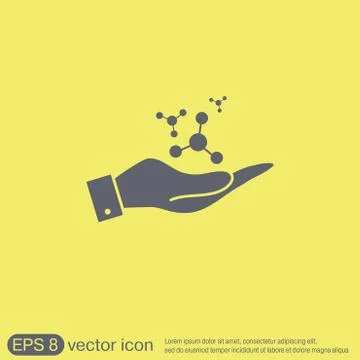 Hand holding the atom, molecule. Stock Illustration