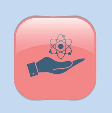 Hand holding the atom, molecule. Stock Illustration