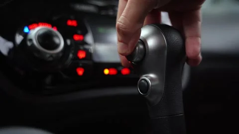 Hand Holding Automatic Car Gear Shifter Stock Footage 336604576