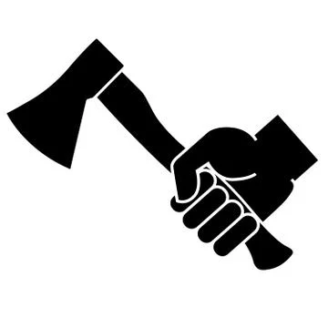 Hand holding axe Stock Illustration