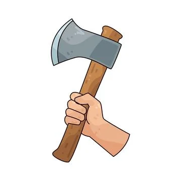 Hand holding axe illustration Ilustración de archivo