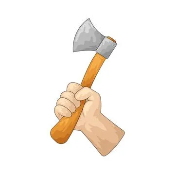 Hand holding axe illustration Ilustración de archivo