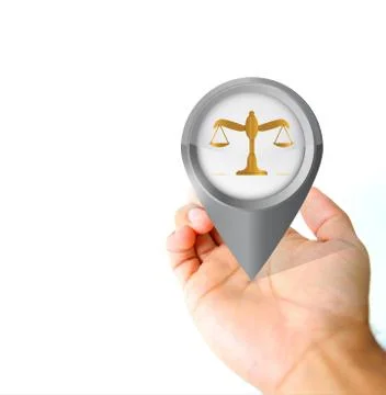 Hand holding a balance pin pointer icon Stock Photos