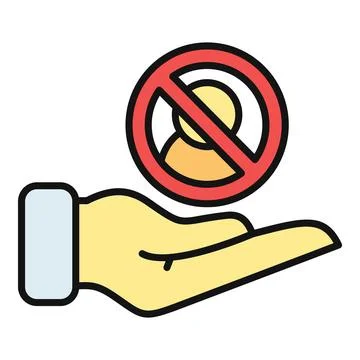 Hand holding banned user icon for restricted access Stock Illustration
