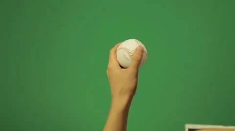 Hand Holding Baseball - Greenscreen Stock Footage 11029524