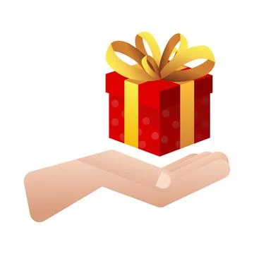 Hand holding a beautiful gift .Vector illustration Stock Illustration