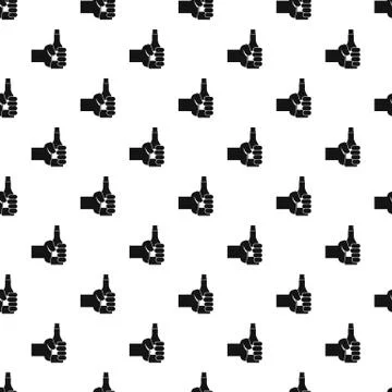Hand holding beer bottle pattern, simple style 스톡 일러스트