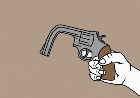 Hand holding bent gun Stock Illustration