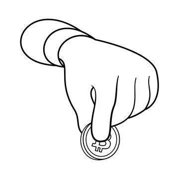 Hand Holding a Bitcoin Coin Vector Illustration Stock Illustration