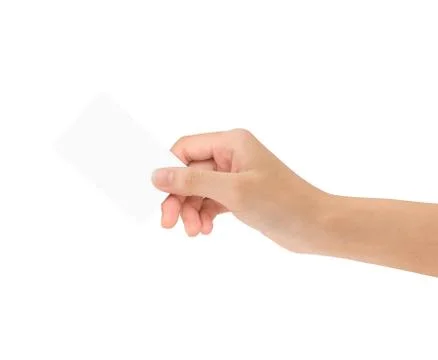 Hand holding blank card isolated with clipping path inside Stock Photos