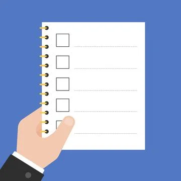 Hand Holding Blank Checklist Notebook Stock Illustration