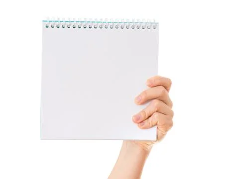 Hand holding blank notebook Foto stock