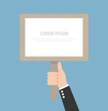 Hand holding blank plate, vector Stock Illustration