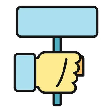 Hand holding blank protest sign placard icon Stock Illustration