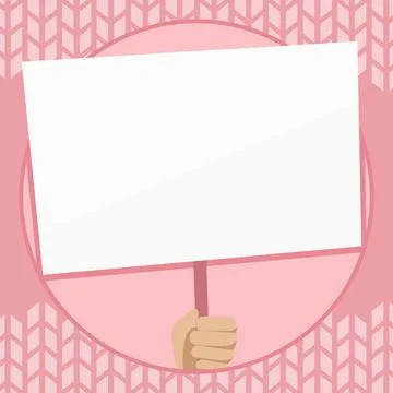 Hand Holding Blank Rectangular Shape Placard. White Empty Board Supported ... Stockfoto's