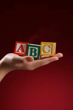 Hand holding blocks 스톡 사진