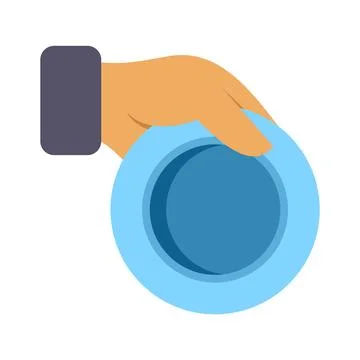 Hand holding blue empty bowl on white background Stockillustratie
