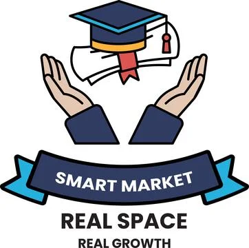 A hand holding a book and a cap with the words "Smart Market" on it Stock Illustration