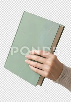Hand holding book on transparent background PSD Template