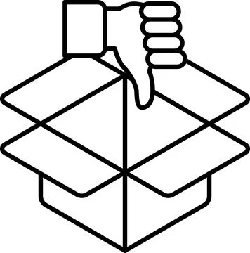 A hand is holding a box with a down arrow on it Illustrazione stock