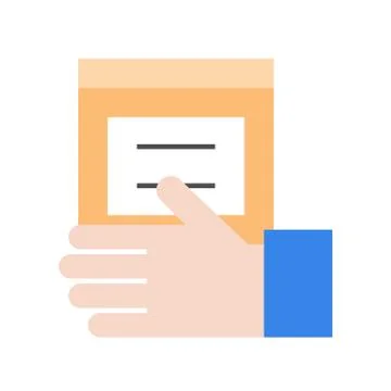 Hand holding box parcel, Flat icon shipping and delivery service Stock Illustration
