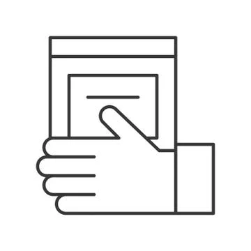 Hand holding box parcel, Line icon shipping and delivery service Stock Illustration