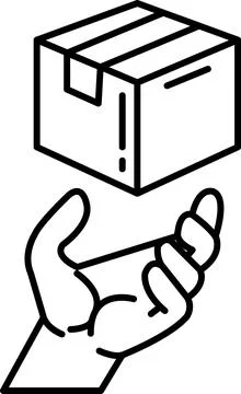 Hand holding a box with a stripe Stock Illustration