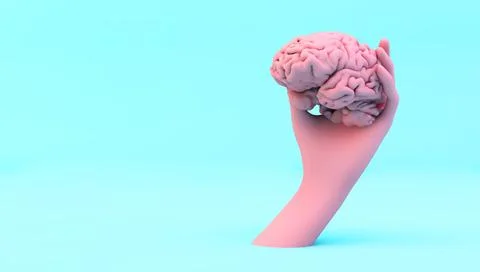 Hand holding a brain Stock Illustration