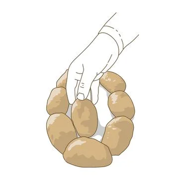 A hand holding a bread dough in a circle. Hand holding dough for make a deliciou Stock Illustration
