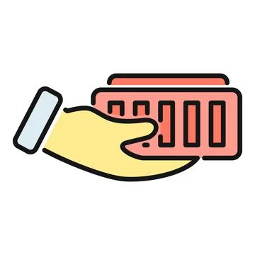 Hand holding brick symbol representing masonry work Stock Illustration