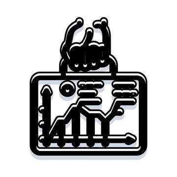 Hand holding briefcase with business data chart Illustrazione stock