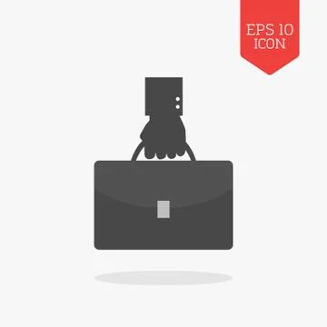 Hand holding briefcase icon. Flat design gray color symbol. Modern UI web nav Stock Illustration