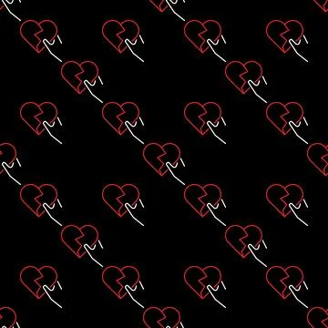 Hand holding Broken Heart vector Romantic Loss or Pain line seamless pattern Illustrazione stock