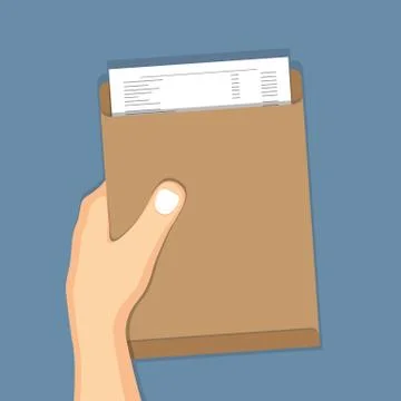 Hand holding brown envelope Stock Illustration