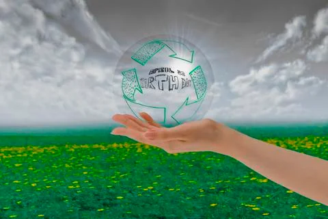 Hand holding bubble with save earth, environment concept Stock Illustration