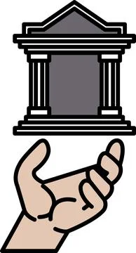 A hand is holding a building in the air Ilustración de archivo
