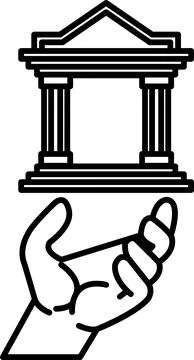 Hand is holding a building in the air Ilustración de archivo