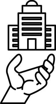 Hand is holding a building in the air Ilustración de archivo