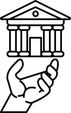Hand is holding a building in front of it Ilustración de archivo