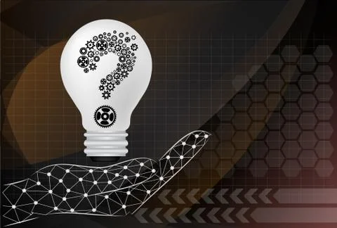 Hand holding bulb with question mark Stock Illustration