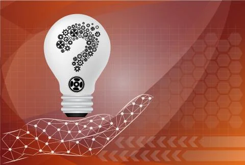 Hand holding bulb with question mark Stock Illustration