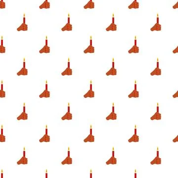 Hand holding burning candle flat pattern seamless イラスト素材
