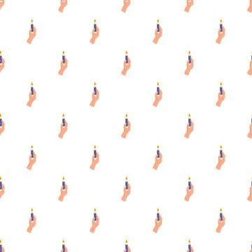 Hand holding burning candle repeating in pattern Stock Illustration