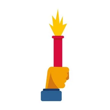 Hand holding burning torch symbolizing victory Stock Illustration