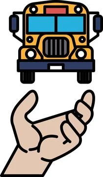 A hand is holding a bus Illustrazione stock