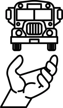 A hand is holding a bus Stock Illustration