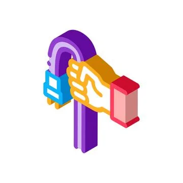 Hand holding cable isometric icon vector illustration Stock Illustration