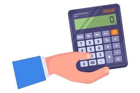 Hand holding calculator. date count Stock Illustration
